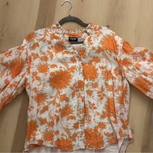 Fate Women's Vibrant Orange and White Blouse